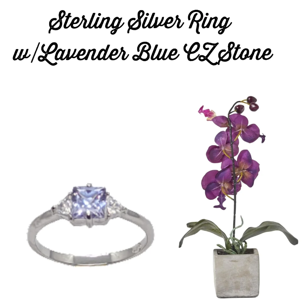 Lovely Sterling Silver Ring w/Lavender Blue CZ Crystal